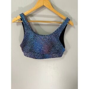 Lululemon Align Sports Bra Blue Sparkle‎ Metallic High Neck Racerback Women's